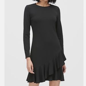 Banana Republic, black, long sleeved, pints, ruffle dress (size 0), NWT